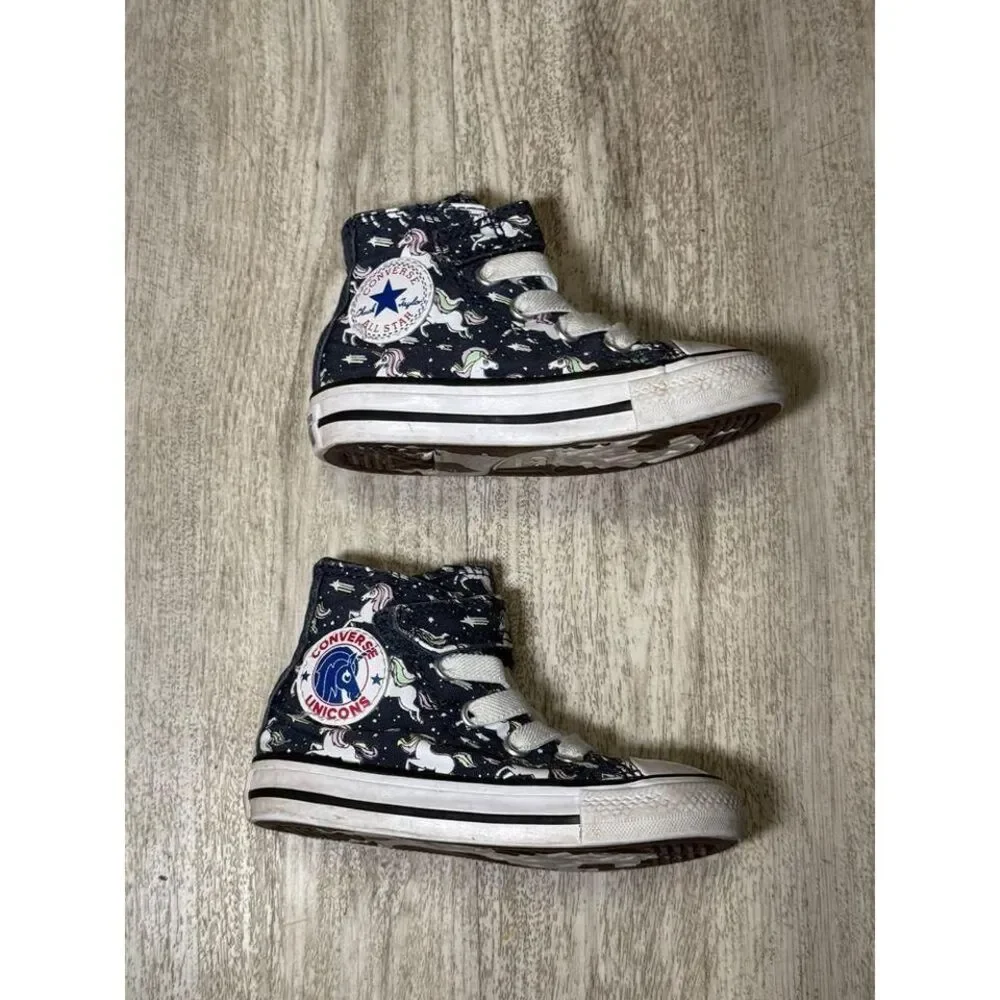 Converse All Star High Top Unicorn Toddler Sneakers Size 5‎ Lace Up Hook & Loop.